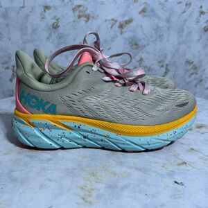 Hoka Clifton 8 X Free People Womens Size 7 Running Shoes Green Athletic Sneakers